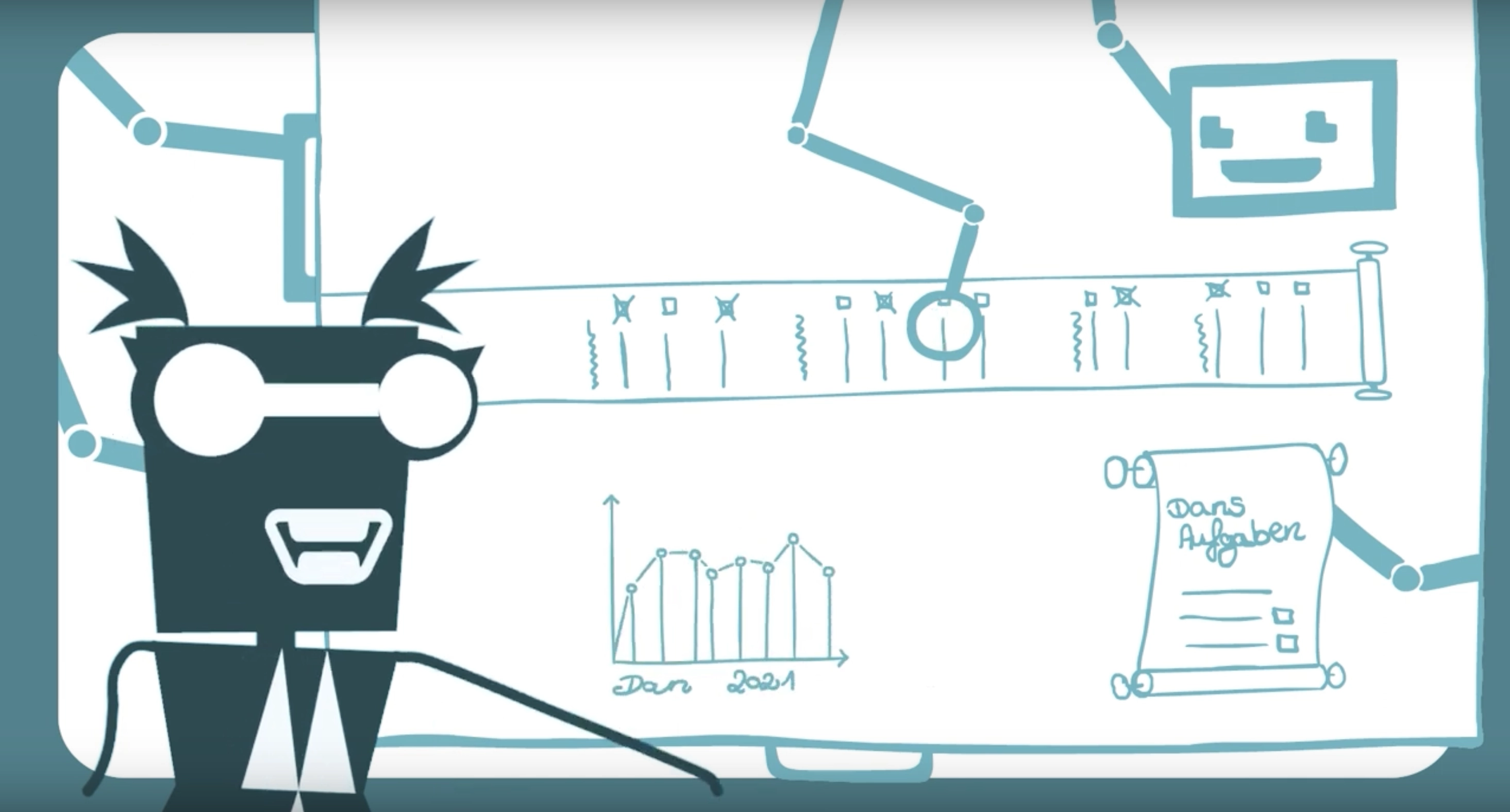 Daria zeigt auf Datenvisualisierungen (Screenshot aus einer Episode)